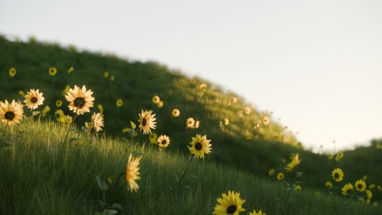 A serene scene of blooming sunflowers on a sunlit hillside, capturing the essence of spring and renewal.